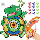 NimJoy Kids Dartboard Dinosaur Toys for Boys 3-6 Years Girls Dart Board with 12 ABS Sticky Balls Bow and Arrow Indoor Outdoor Fun Party Board Game for Toddler