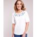 Blair Women's Slub Knit Embroidered Peasant Top - White - S - Misses