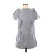 Style Envy Casual Dress - Mini High Neck Short sleeves: Blue Stripes Dresses - Women's Size Medium