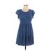 Olivia Rae Casual Dress - DropWaist: Blue Solid Dresses - Women's Size Large