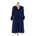Torrid Casual Dress - Mini V Neck 3/4 sleeves: Blue Print Dresses - Women's Size 1X Plus