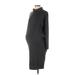 Motherhood Casual Dress - Midi High Neck Long sleeves: Gray Dresses - Women's Size X-Small Maternity