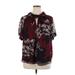 RACHEL Rachel Roy Short Sleeve Blouse: Burgundy Floral Motif Tops - Women's Size 0X