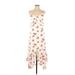 Lulus Casual Dress - Midi V Neck Sleeveless: Ivory Floral Dresses - Women's Size X-Small