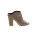 Dolce Vita Heels: Slip-on Stacked Heel Bohemian Tan Print Shoes - Women's Size 6 1/2 - Peep Toe