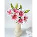 Yalzone 2 Pcs 28 inch Pink Artificial Lily Flowers - Real Touch Long Lasting - Perfect for Home Decor - Pruning Free - Watering Free - Pink Flowers