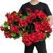 Pack of 4 - Artificial Geraniums Bundles Full Blooms Silk Flower Plants Geranium Bush Red Color for Home Decor - Lifelike and Realistic Geranium Bouquet with 55 Flowers - Adjustable Width - 17.72 Tall