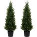 3FT Artificial Cedar Trees Artificial Pine Tree UV Resistant Potted Plant Set of 2 Artificial Outdoor Tree Artificial Plants for Indoor Outdoor Garden Home Decor