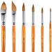 Sable Watercolor Brushes Professional Kolinsky Watercolor Paint Brushes for Artists 6pcs - Pointed Rounds Cat Tongue Oval Wash Dagger for Watercolor Acrylics Inks Gouache Painting Yellow