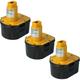 Lot 3 batteries Ni-MI Vhbw 2000mAh (12V) pour outils DW051K, DW051K-2, DW052K, DW052K-2, DW052K2H