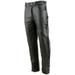 Xelement B7470 Men s Black Premium Leather Motorcycle Over Pants with Side Zipper and Snaps 32