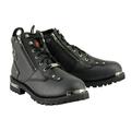 Milwaukee Leather MBM103 Men s Black Leather Lace-Up Motorcycle Boots w/ Dual Side Zipper Entry 7