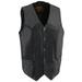 Milwaukee Leather SH1310Tall Men s Black Leather Classic V-Neck Motorcycle Rider Vest w/ Snap Button Closure 50-Tall