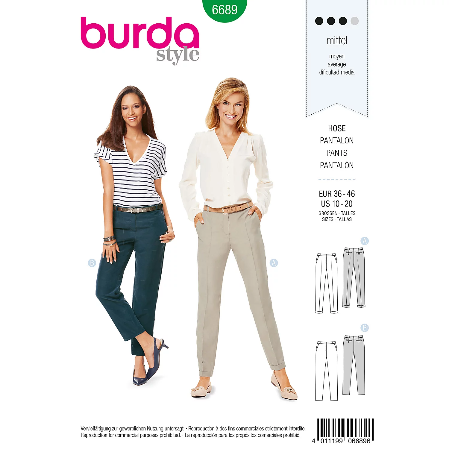 Patron burda 6689 "Pantalon chino