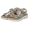 Sandale RIEKER SPORT "Outdoorsandale", Damen, Gr. 42, grün (schilf, creme), Lederimitat, Textil, sportlich, Schuhe, Sommerschuh, Sandalette, Plateauabsatz, mit Klettverschlüssen, Topseller