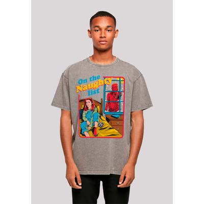 T-Shirt F4NT4STIC "Stranger Things Naughty List Netflix TV Series", Herren, Gr. XXL, grau (asphalt), Obermaterial: 100% Baumwolle, casual, oversize, Rundhals, Kurzarm ohne Bündchen, Shirts, Premium Qualität Image