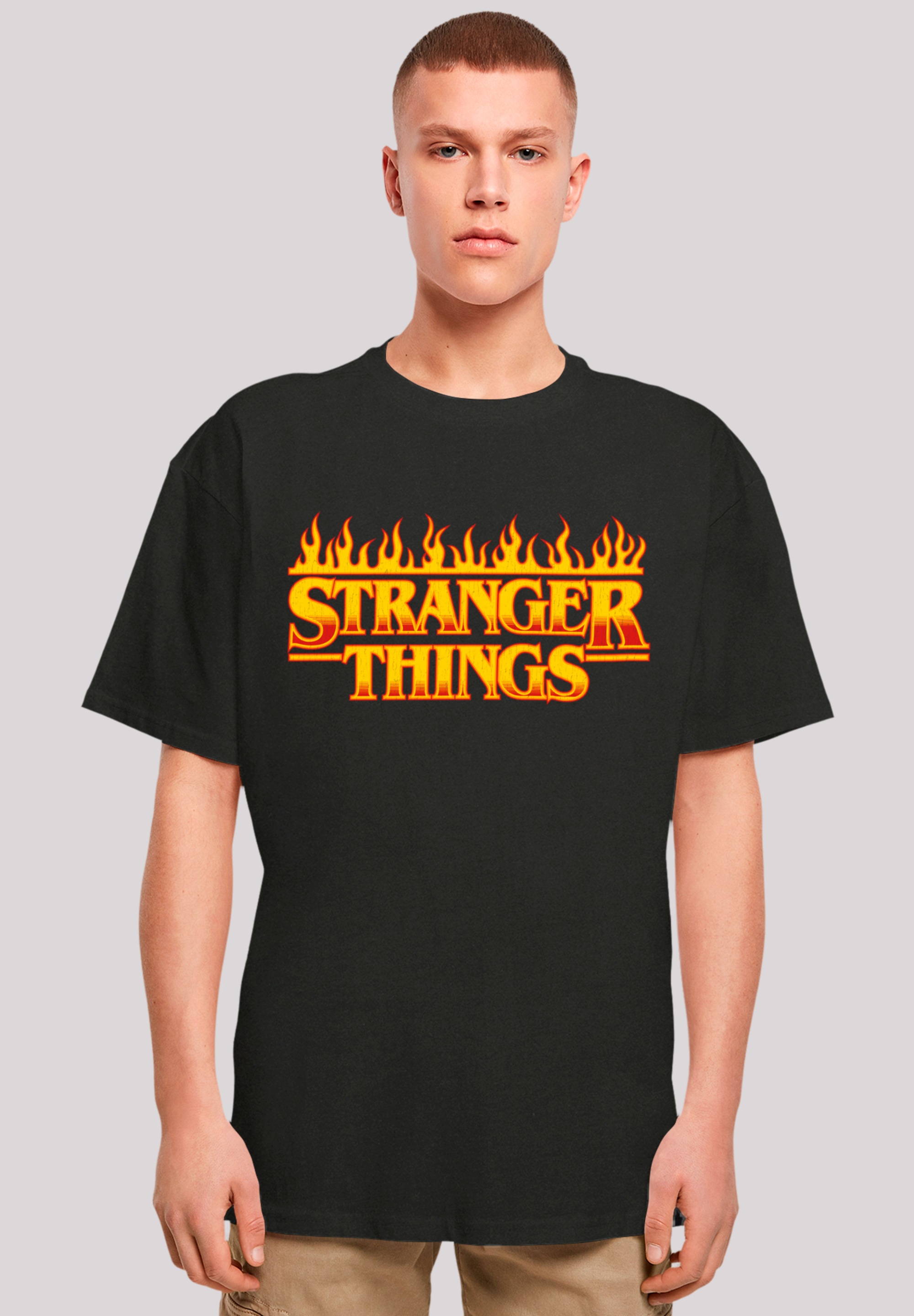 T-Shirt F4NT4STIC "Stranger Things Fire Logo", Herren, Gr. 5XL, schwarz, Obermaterial: 100% Baumwolle, oversize, Rundhals, ohne Bündchen, Shirts, Premium Qualität Image