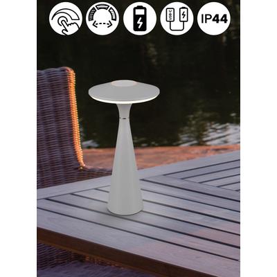REALITY LEUCHTEN LED Tischleuchte "TORREZ", grau, Ø 14,0cm H: 28,5cm, Lampen, in-Outdoor Akku Tischlampe mit USB-C, dimmbar, Lichtfarbe einstellbar Image