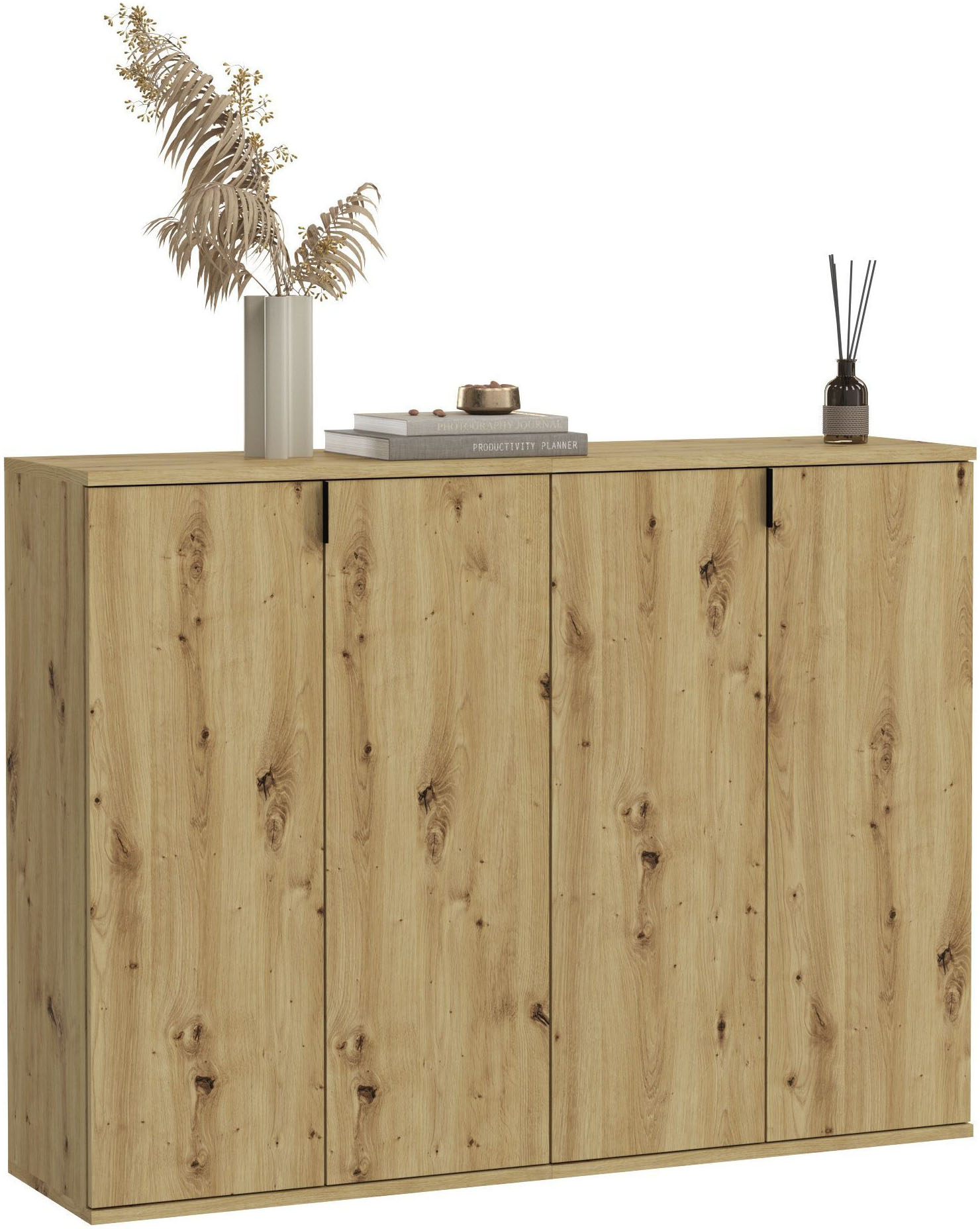 Garderoben-Set INOSIGN "Trondheim, Breite 122 cm, best. aus 2 Kommoden, 4 Türen, 12 Fächer", braun (nox oak nachbildung), B:122cm H:97cm T:34cm, Holzwerkstoff, Kastenmöbel-Sets, Kommode, Sideboard, Kommodenkombination, Kommoden Set