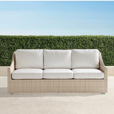 Ashby Sofa with Cushions in Shell Wicker - Quick Dry, Vista Boucle Glacier - Frontgate