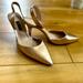 Nine West Shoes | Nine West Slingback Heels 2.5”. Champagne Shine. Euc. 8.5 | Color: Cream/Gold | Size: 8.5