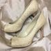 Nine West Shoes | Nine West Peep Toe Heels | Color: Cream/White | Size: 6.5