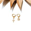 Anthropologie Jewelry | Diamond Star Hoop Earrings R657 | Color: Gold | Size: Os