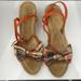 J. Crew Shoes | J.Crew Open Toe Platform Jute Suede Leather Bow Made Italy Wedge Strap Sandals | Color: Blue/Orange | Size: 8