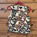 J. Crew Tops | Jcrew Cotton Shell With Floral Print And Orange Beading | Color: Black/Cream | Size: 6