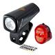 Sigma – Bicycle Light Kit – Buster 150 FL and Nugget II Flash | Rechargeable Front and Rear Lights with Different Lighting Modes | Assembly Without Tools | Colour: Black