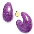 Kate Spade Jewelry | Kate Spade Huggie Hoop Earrings In Purple Glitter. | Color: Purple | Size: Os