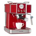 KLARSTEIN Gusto Classico Espresso Maker - Espresso Machine, Portafilter Machine, Power: 1350 Watts, 20 Bar Pressure, Water Tank Volume: 1.5 Litres, Removable Stainless Steel Drip Grid, Colour: Red