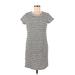 Gap Casual Dress - Mini Crew Neck Short sleeves: Gray Print Dresses - Women's Size Medium