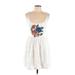 Nasty Gal Inc. Cocktail Dress - Mini Plunge Sleeveless: White Print Dresses - New - Women's Size 10
