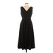 Calvin Klein Casual Dress - A-Line V Neck Sleeveless: Black Solid Dresses - Women's Size 10