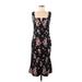 Nicole Miller Collection Casual Dress - Party Plunge Sleeveless: Black Floral Dresses - New - Women's Size 8