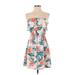 Charlotte Russe Casual Dress - Mini Strapless Sleeveless: White Print Dresses - Women's Size Small