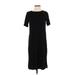Eileen Fisher Casual Dress - Midi Crew Neck Short sleeves: Black Solid Dresses - Women's Size Small Petite