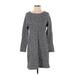 Lou & Grey Casual Dress - Sweater Dress Crew Neck Long sleeves: Gray Dresses - Women's Size Small