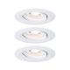 Paulmann 94293 Nova mini LED recessed luminaire coin round swivelling incl. 3x4 watt recessed ceiling spotlight white matt recessed lamp aluminium warm white 2700 K