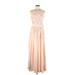 TFNC London Cocktail Dress - A-Line Plunge Sleeveless: Pink Print Dresses - Women's Size Medium