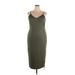 Cider Cocktail Dress - Sheath V-Neck Sleeveless: Green Print Dresses - New - Women's Size 2X