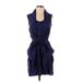 RACHEL Rachel Roy Casual Dress - Party Plunge Sleeveless: Blue Solid Dresses - Women's Size 0