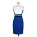 Calvin Klein Casual Dress - Sheath Crew Neck Sleeveless: Blue Solid Dresses - Women's Size 6