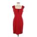 Calvin Klein Cocktail Dress - Party Square Sleeveless: Red Solid Dresses - Women's Size 10