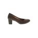 Naturalizer Heels: Slip On Chunky Heel Work Brown Solid Shoes - Women's Size 11 - Round Toe