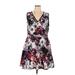 Simply Vera Vera Wang Casual Dress - Mini V-Neck Sleeveless: Black Floral Dresses - Women's Size X-Large