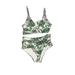 Torrid Two Piece Swimsuit: Green Batik Swimwear - Women's Size 2X Plus