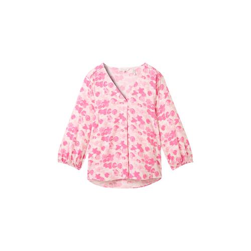 TOM TAILOR Damen Bluse mit V-Ausschnitt, rosa, Blumenmuster, Gr. 42