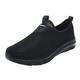 Slip On Trainers, Training Shoes, Men's Road Running Shoes, Black Mesh, Breathable, Plain Sports Shoes, Without Laces, Trainers, Summer Running Shoes, Outdoor Walking Shoes